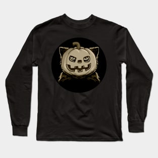 cat wearing pumpkin mask Long Sleeve T-Shirt